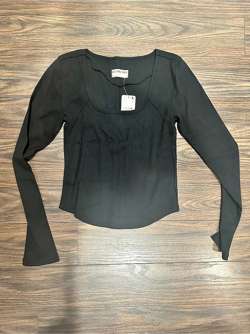 Free People We The Free Hummingbird Long Sleeve Top Black Lightweight Large NWT